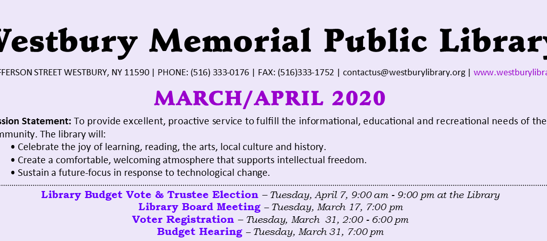 March / April 2020 Newsletter